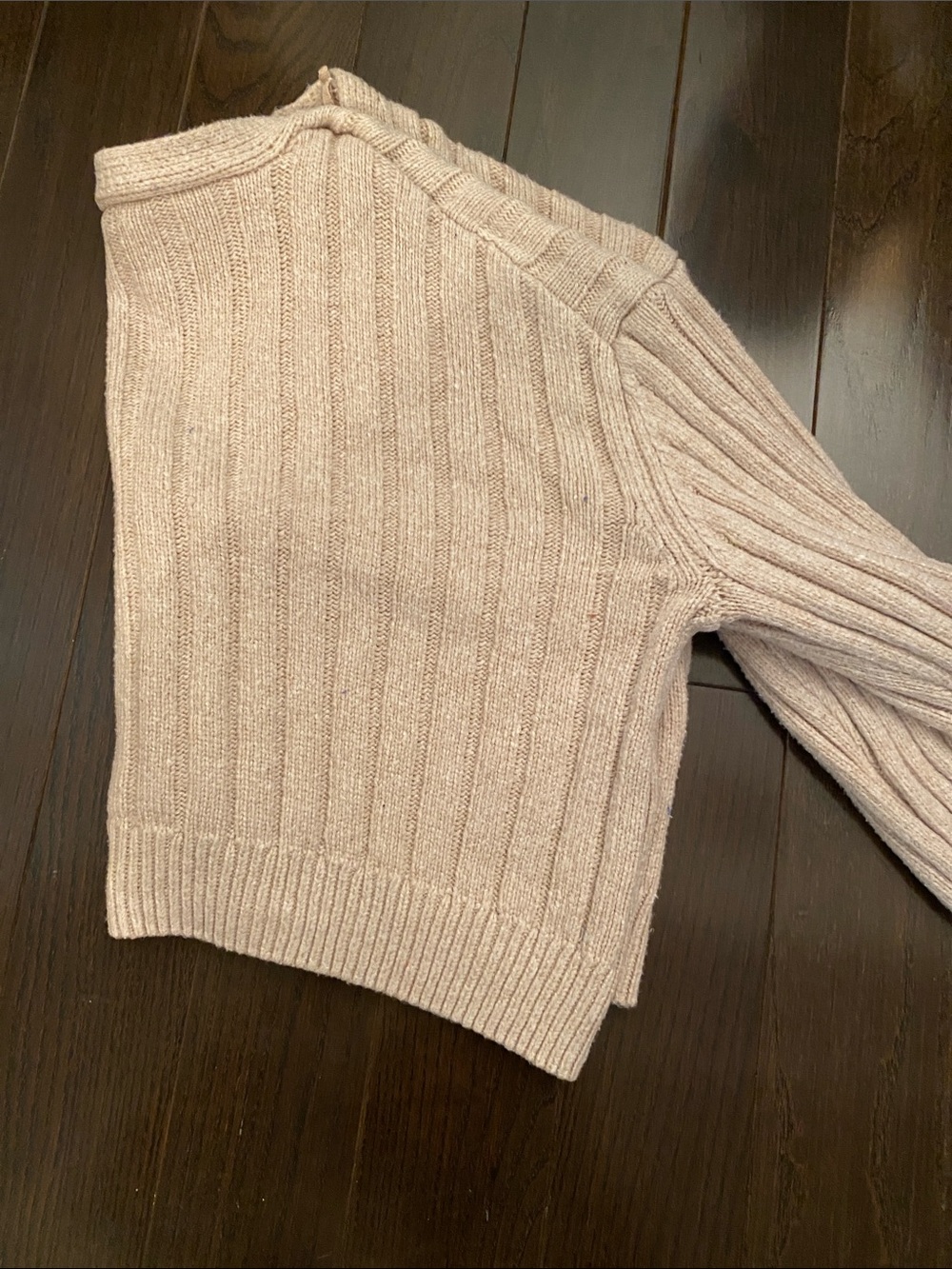Garage Cropped Ribbed V-Neck Button-Front Cardigan - Cream - Picture 3 of 4